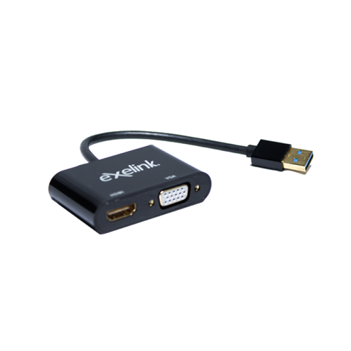 Exelink <p>Adaptador 2 en 1 USB 3.0 a HDMI+VGA<br>100080010006</p>